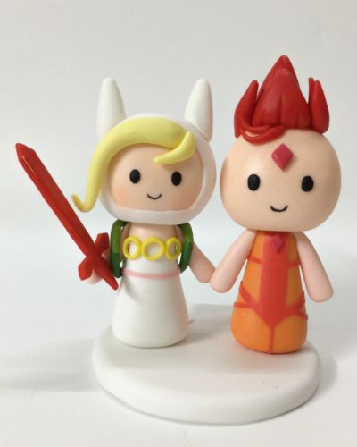 Picture of Fiona & Flame Prince Wedding Cake Topper, Adventure Time Wedding Cake Topper, Sitcom Inspire Wedding Centerpiece