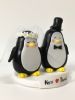 Picture of Penguin Bride & Groom Wedding Cake Topper, Animal Lovers Wedding Theme, Bridal Flower Crown Cake Topper