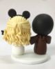 Picture of Star Wars & Mickey wedding cake topper, Bride with Blaster and Groom with Lightsaber topper