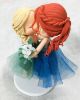 Picture of Kissing Lesbian Wedding Cake Topper, Blonde Hair Bride & Orange Hair Bride Cake topper, Short Wedding Dress Figurine