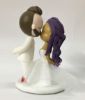 Picture of Dark Purple Hair Bride & Brown hair Groom Wedding Cake Topper, Kissing Interracial Couple