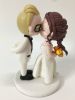 Picture of Braided Wedding Hair Bride & Slicked back hair Groom Wedding Cake Topper, Kissing Mr. & Mrs. Figurine