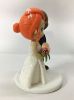 Picture of Orange Haired Bride & Bald Groom Wedding Cake Topper, Interracial Couple Wedding Cake Topper