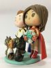 Picture of Hockey Player Groom & Wonder Woman Bride Funko Pop Wedding, Funko Pop Wedding Cake Topper with Cats