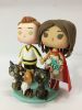 Picture of Hockey Player Groom & Wonder Woman Bride Funko Pop Wedding, Funko Pop Wedding Cake Topper with Cats