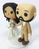 Picture of Funko Pop Bride & Groom Wedding Cake Topper, Bald Mustache & Beard Groom & Wavy Hair Bride Wedding Topper