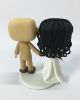 Picture of Funko Pop Bride & Groom Wedding Cake Topper, Bald Mustache & Beard Groom & Wavy Hair Bride Wedding Topper