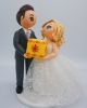 Picture of Tangled Inspired Wedding Cake Topper, Bride & Groom with Tangled Lantern, Topper for Disney Lovers