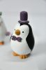 Picture of Purple Theme Penguin Wedding Cake Topper,  Penguin Engagement Cake Topper