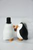 Picture of Mixed Race Miniature Penguin Wedding Cake Topper, Interracial Mr. & Mrs. Penguin Wedding Figurine