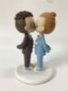 Picture of Gay Wedding Cake Topper, Curly hair groom and high bun groom, Sneakers wedding cake topper