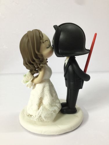 Picture of Star Wars Themed Wedding Cake Topper, Handmade Kissing Engagement Cake Topper