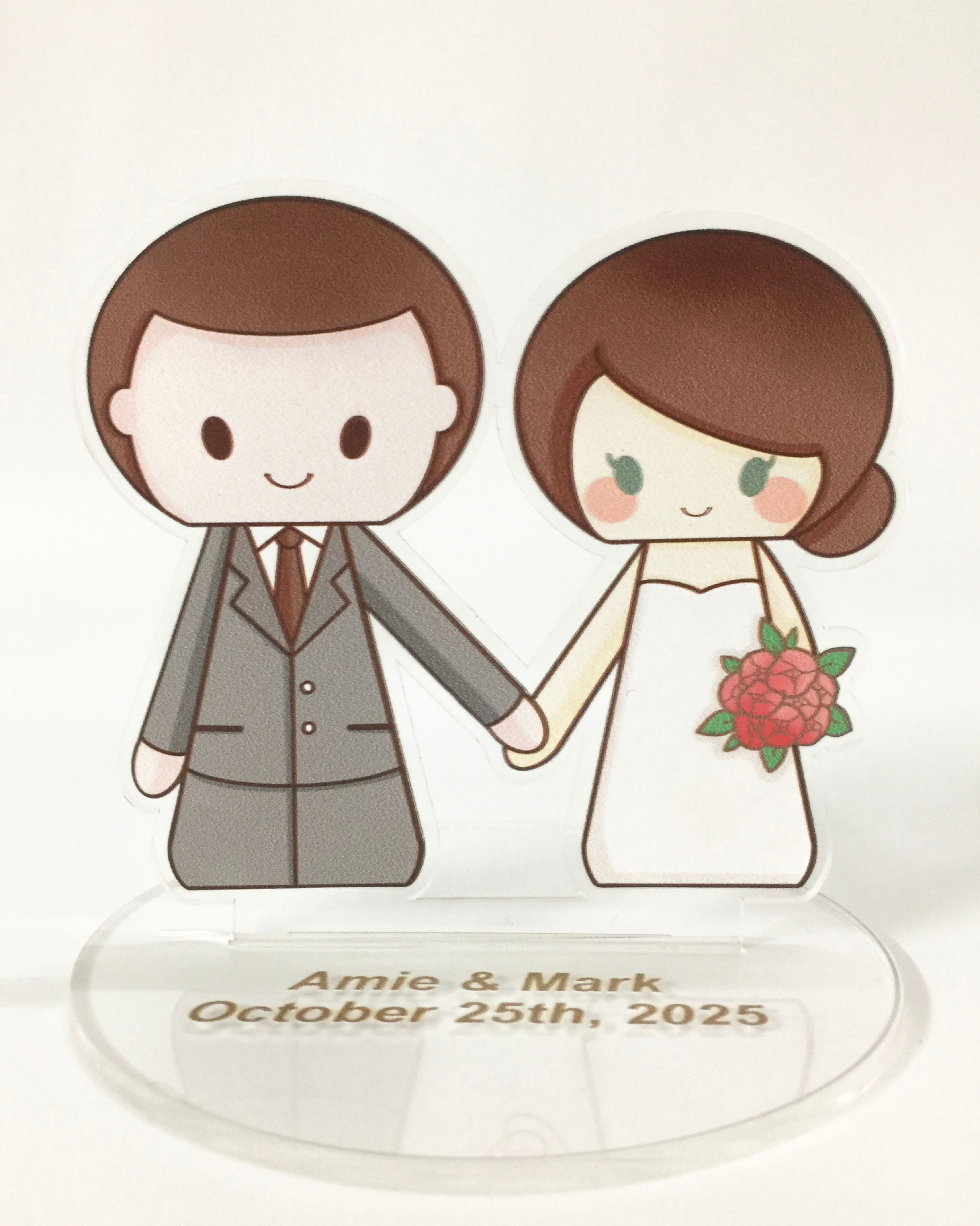 Picture of Unique Bride & Groom Acrylic Cake Topper,  Custom name wedding cake topper