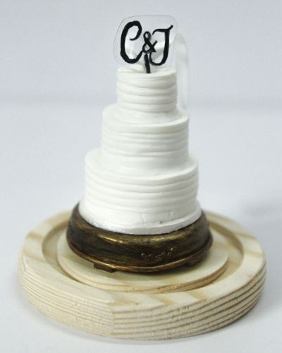 Picture of Three-Tier Simple White Wedding Cake With Topper Ornament, Handmade White Wedding Cake Replica