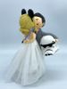 Picture of Stormtrooper Groom Groom & Mickey Bride Wedding, Star Wars & Harry Potter Wedding Cake Topper, Tiny Bride and Tall Groom Toper