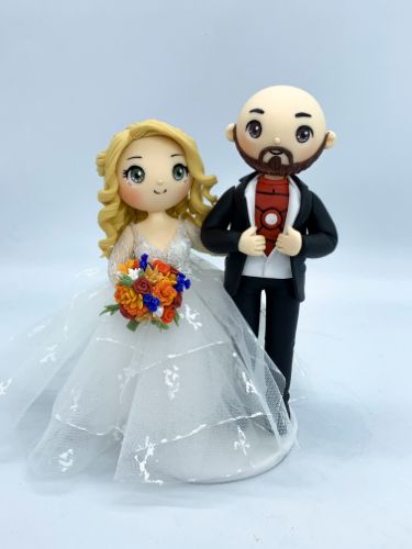 Picture of Iron Man Wedding Cake Topper, Superhero Commission Anniversary Gift,  Marvel fan wedding