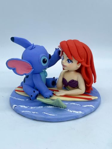 Picture of Princess Ariel & Stitch Wedding Cake Topper, Disney Princess Wedding Theme, Little Mermaid wedding theme