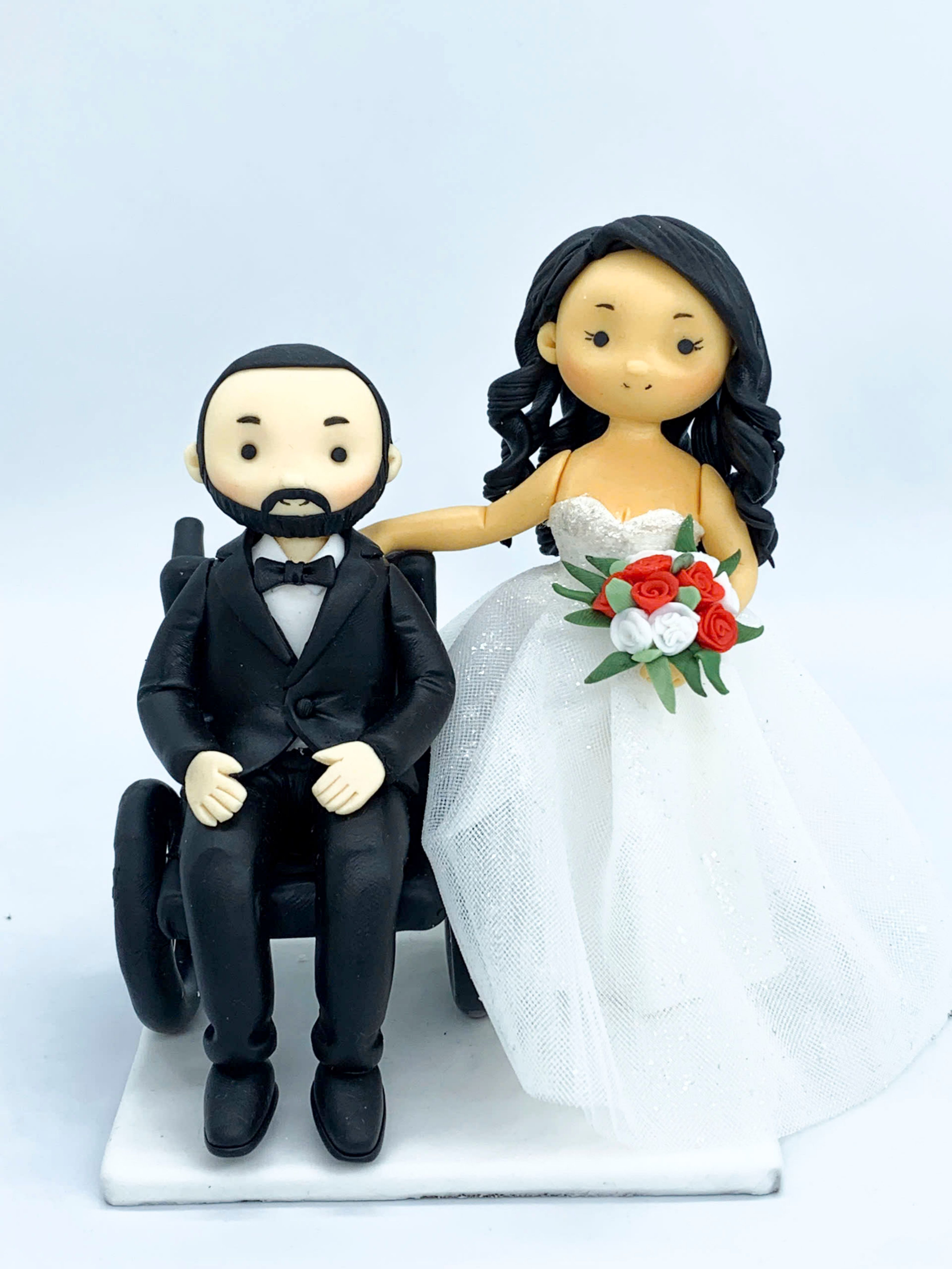 Picture of Groom on Wheelchair Wedding Cake Topper, Special Wedding Centerpiece, Classic Wedding Cake Topper