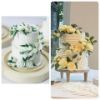 Picture of Floral Two-Tier Wedding Cake Replica, Miniature Wedding Cake Ornament,  Memorable Wedding Anniversary Gift