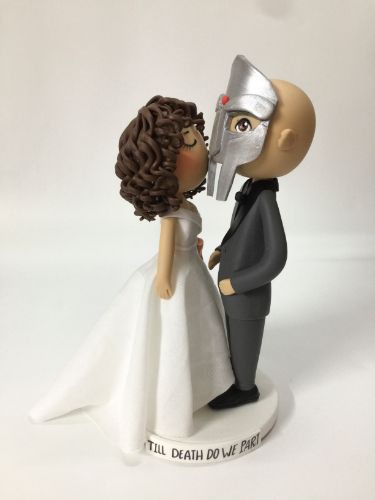 Picture of MF Doom Gladiator Wedding Cake Topper, Till Death Do We Part Wedding cake topper , Halloween wedding cake topper 